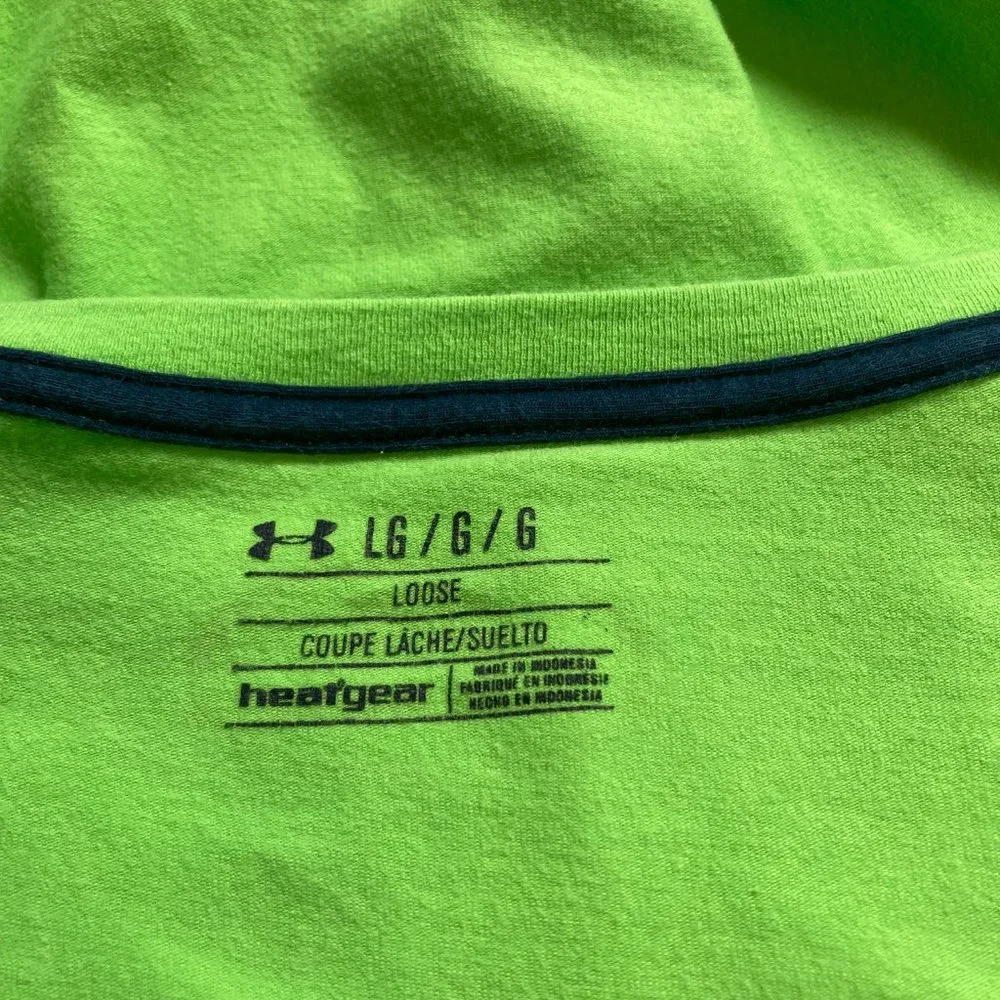 Under Armour Heat Gear Loose Heatgear Short Sleeve T Shirt Neon Green Mens Large - Picture 8 of 11